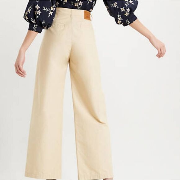 Levi's Premium Pleated High Loose Pants Beige Tan 26 X 30 Brand New Kakhi Tan - Picture 4 of 16